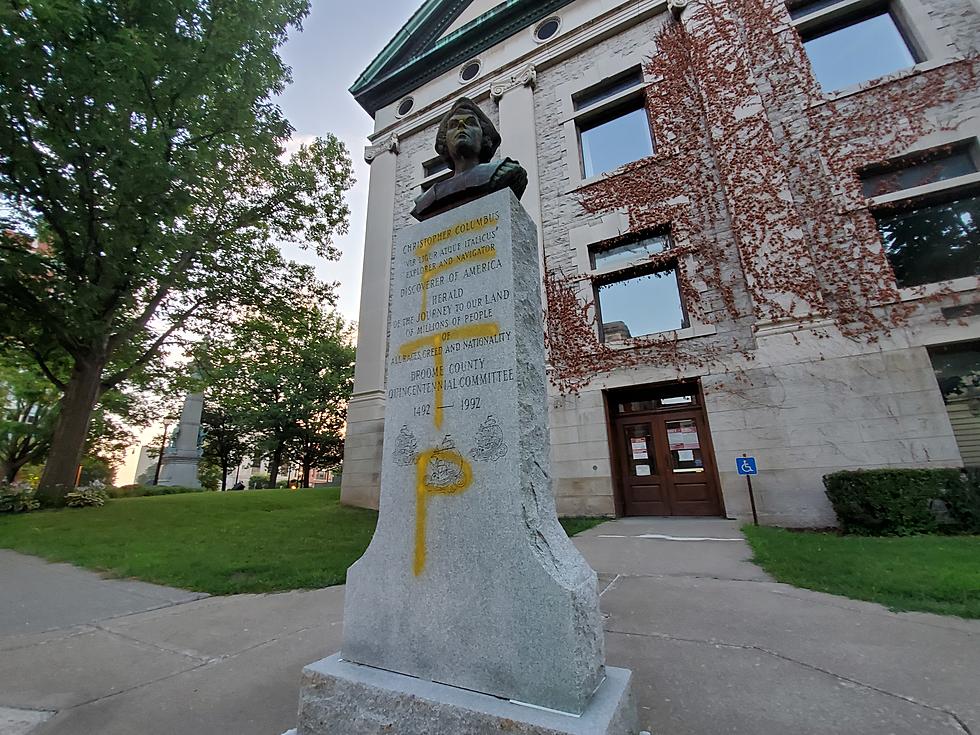 Columbus Statue in Downtown Binghamton Vandalized Again