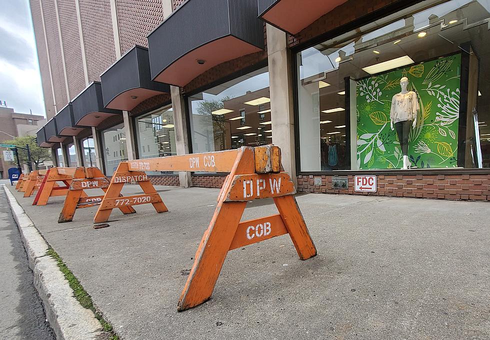Orange Barricades a Fixture Outside Binghamton Boscov's Store