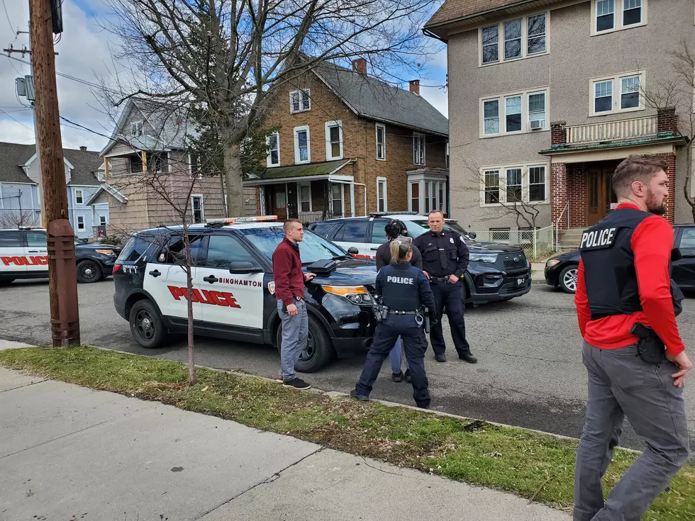 Binghamton police officers and detectives on Oak Street on April 6, 2022. (Photo: Bob Joseph/WNBF News)