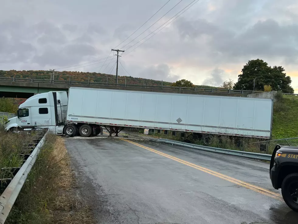Tractor Trailer on I81 in Cortland County Ends Up on Road Below