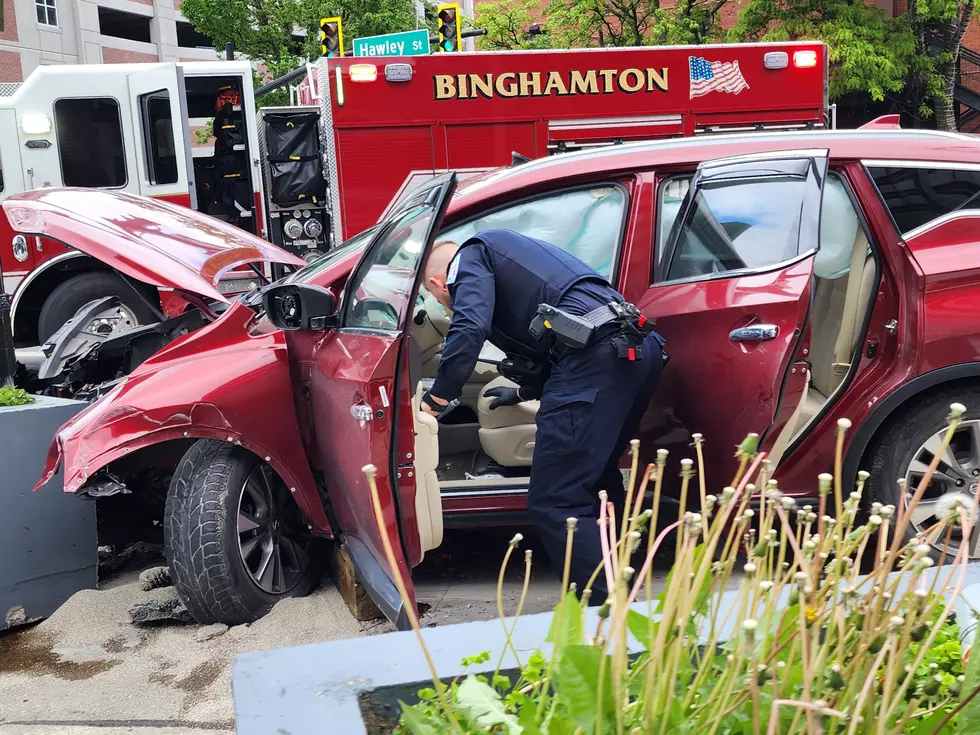 Out-of-Control SUV Hits Pole, Building Near Binghamton City Hall