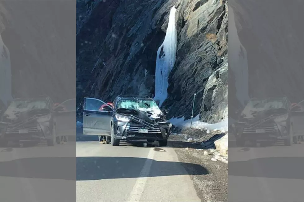 Car Crushed By Ice Falling From Red Mountain Pass