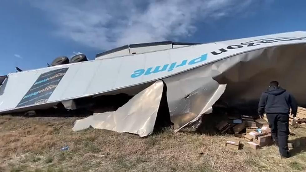 Blown Away! Crazy Strong Winds Make Semi-Truck Topple in Colorado