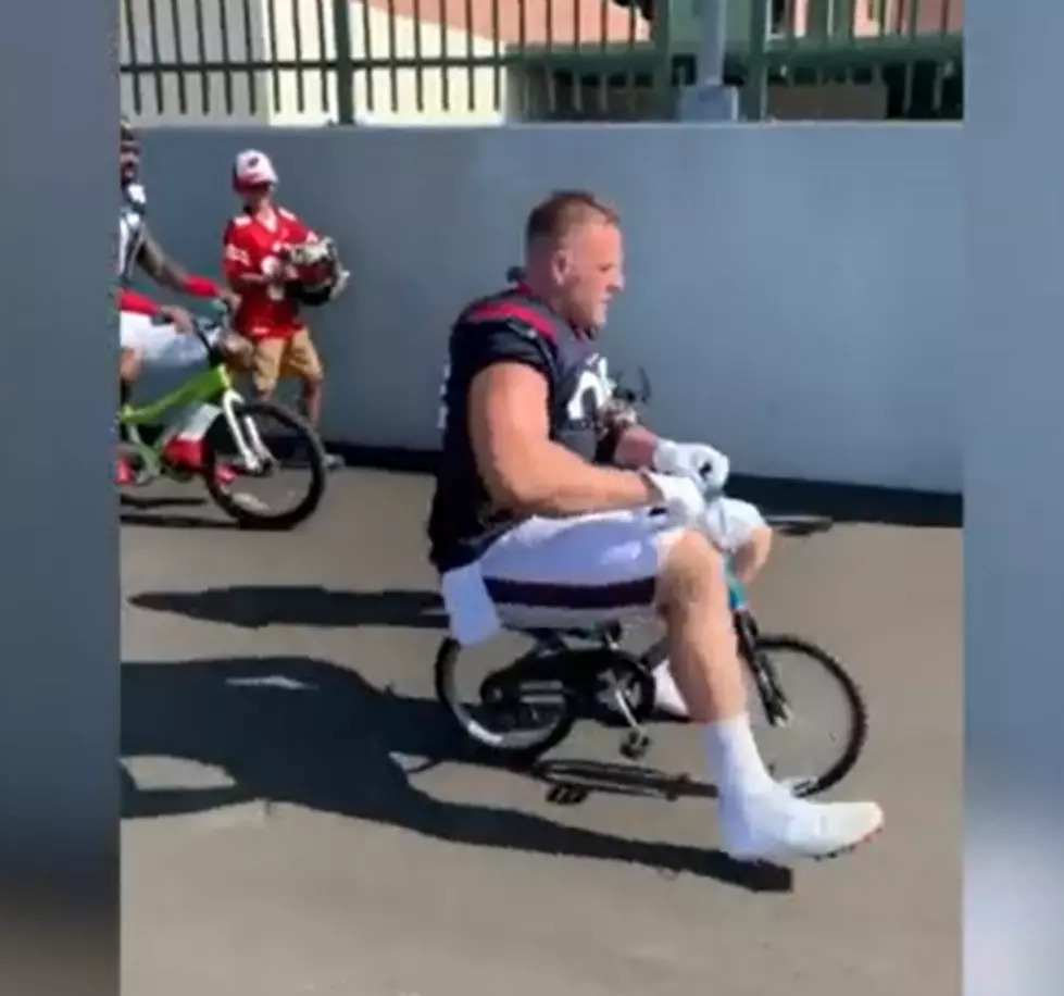 J.J. Watt Accidentally Breaks Kid’s Bike At Packers Training Camp