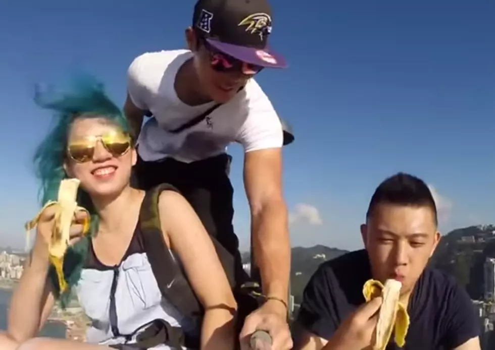 Crazy Banana Eating Selfie From Hong Kong Skyscraper