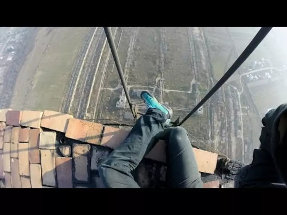 Daredevil Climbs Abandon Chimney Tower with GoPro Camera