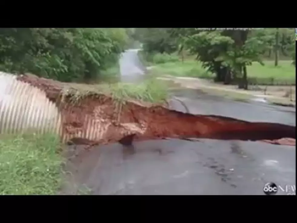 Watch Road Get Swept Away During Texas Flooding
