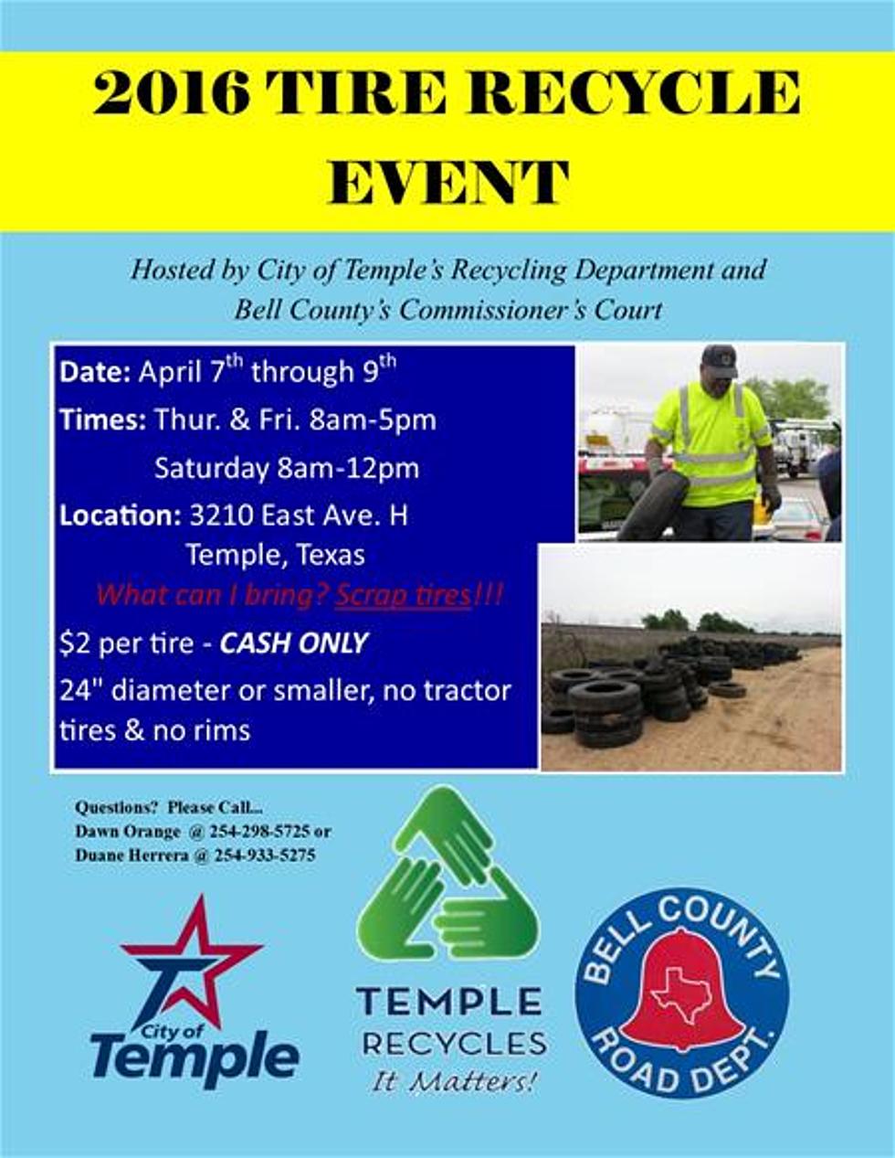 Recycle Your Old Tires in Temple Thursday Through Saturday