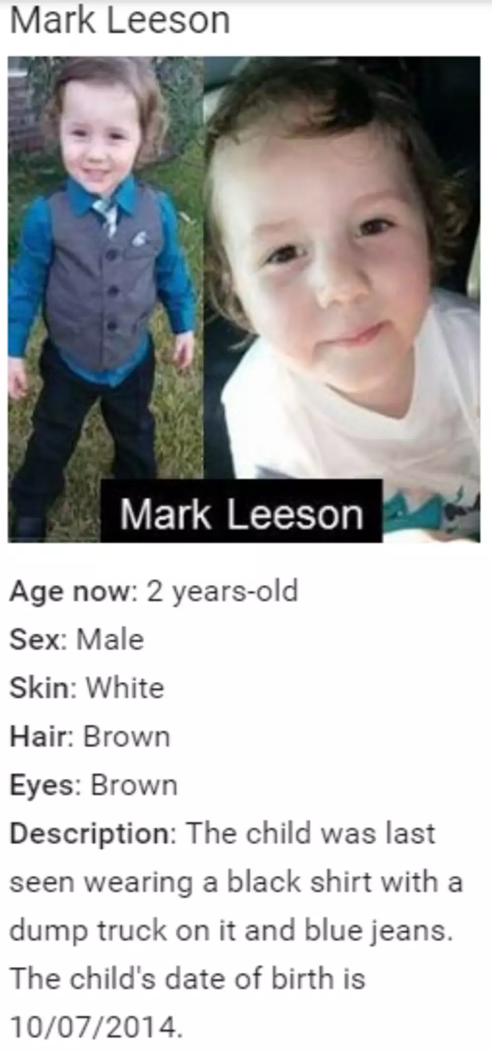 Amber Alert Issued for Mark Leeson of La Marque, Texas