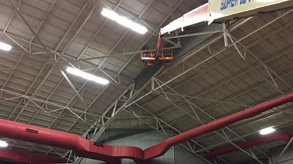FIrefighters Rescue Worker From Rafters at Extraco Center