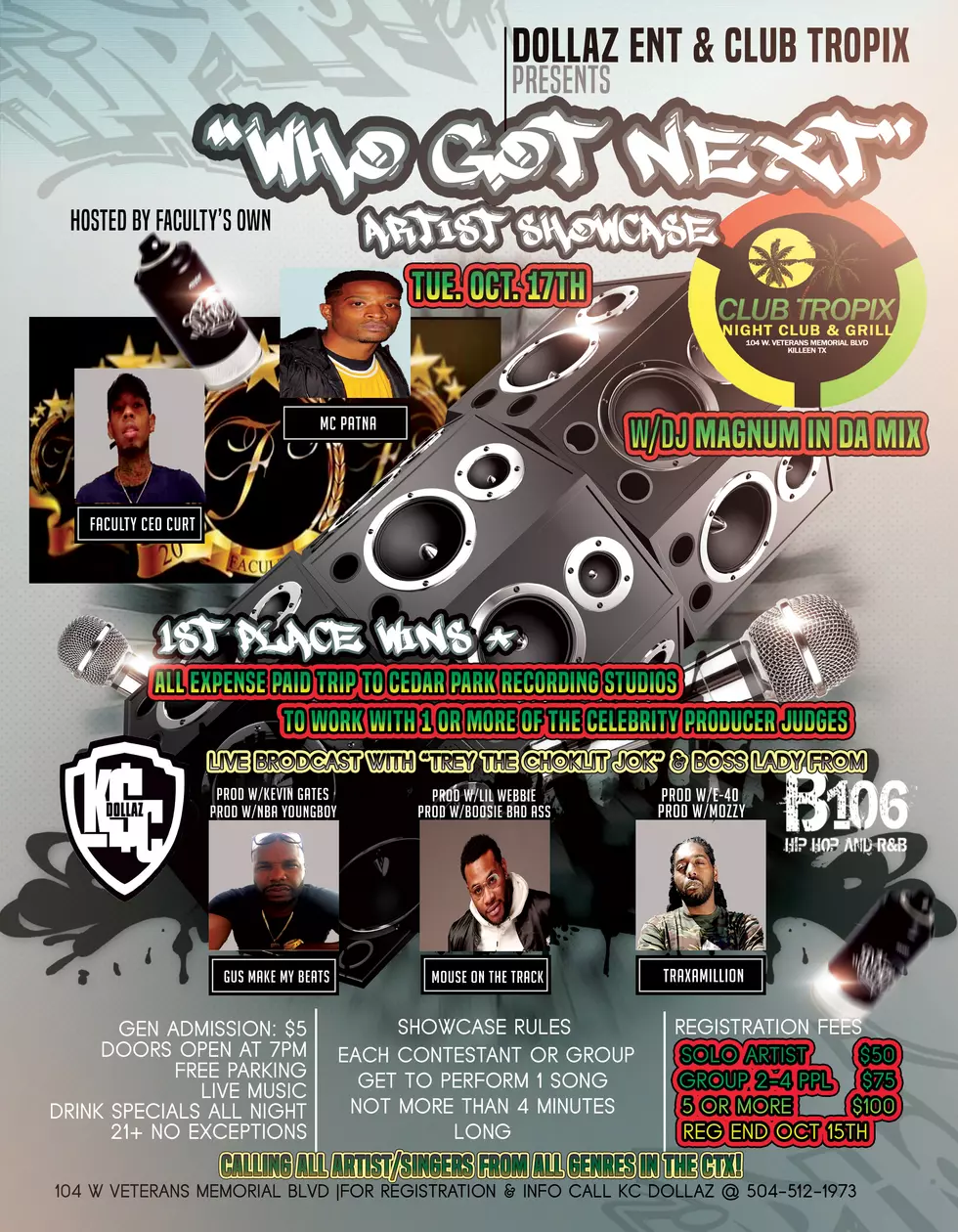 Local Artists! &#8220;Who Got Next&#8221; Artist Showcase Comes to Killeen October 17th!