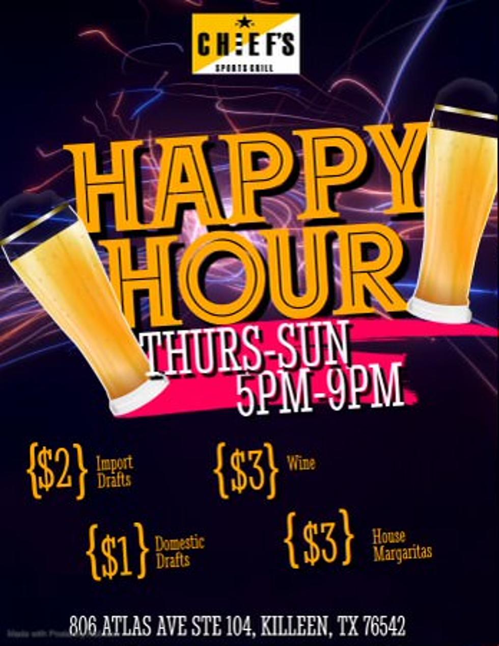 Chief’s Is Now Open For Happy Hour at 5PM Thursday Through Sunday