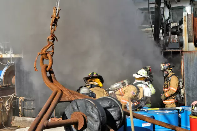 Fairhaven Firefighters Battle Extremely Smoky Fire on Fishing Boat