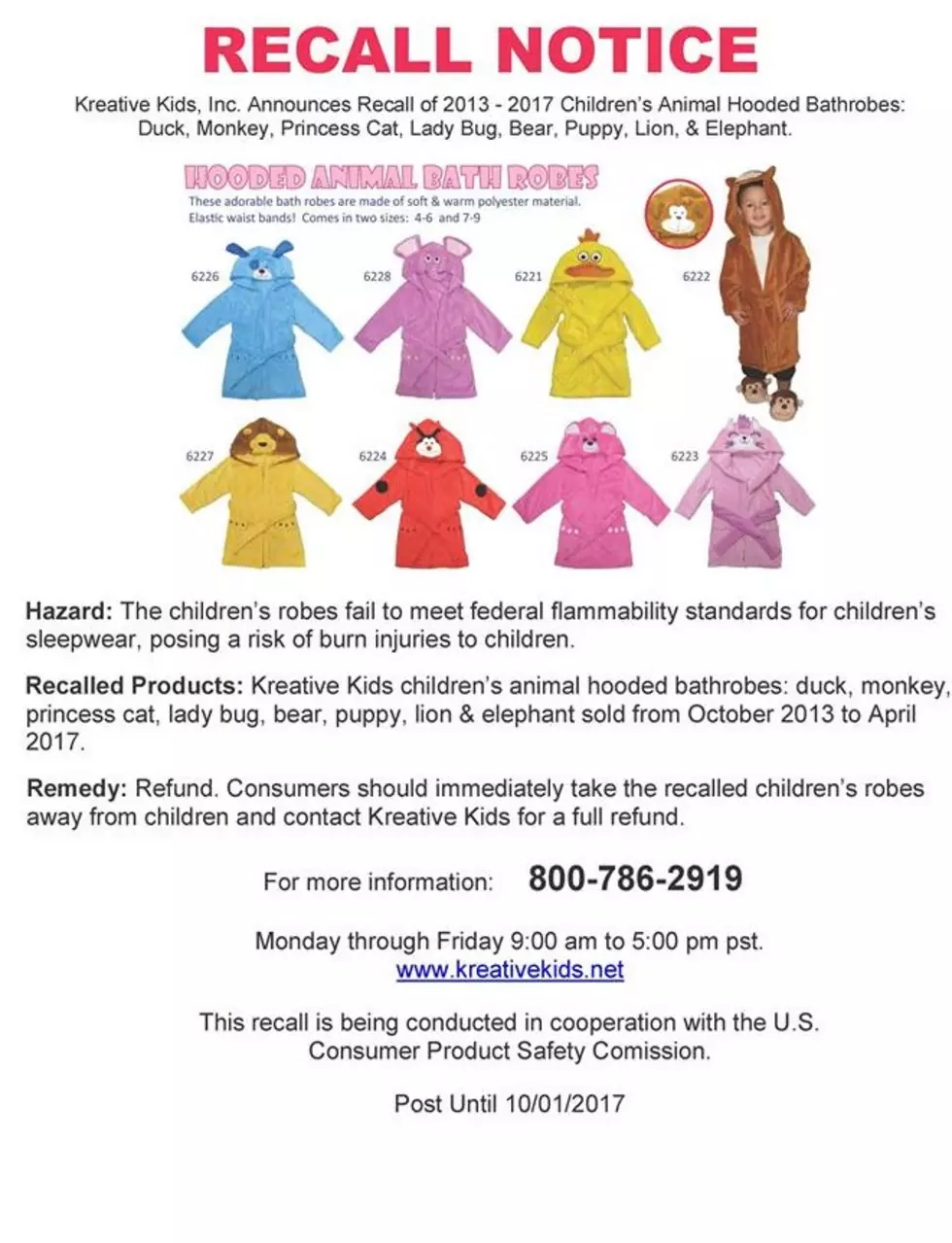 Recall On Flour Products, Children’s Robes, And Digital Meters