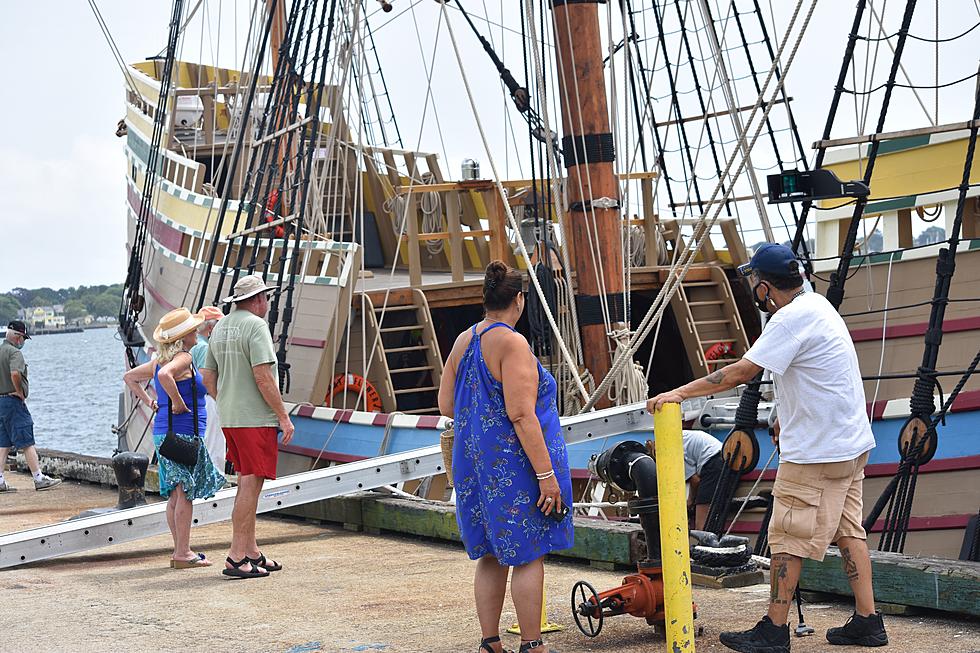 Mayflower II Takes Shelter From Storm at Port of New Bedford