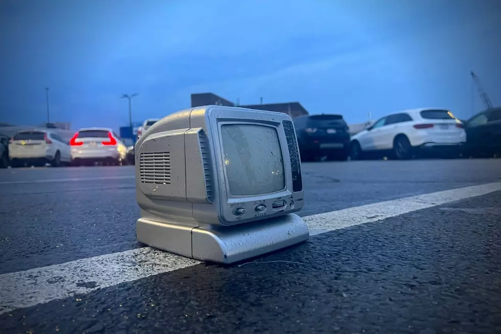 Some Litterbug Left Behind a Portable TV in a New Bedford Parking Lot
