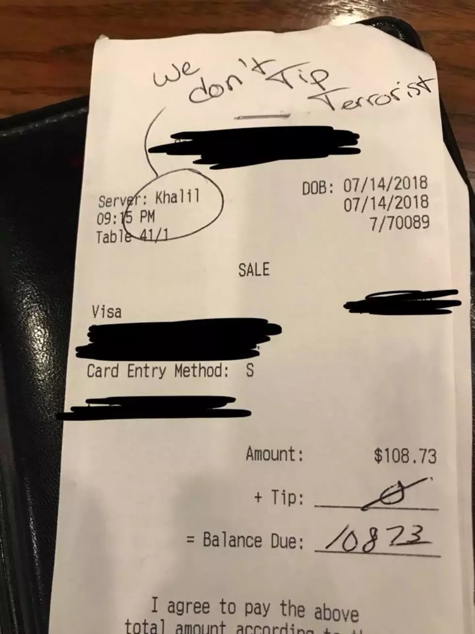 Odessa Saltgrass Waiter Admits to Fabricating Racist Message on Check