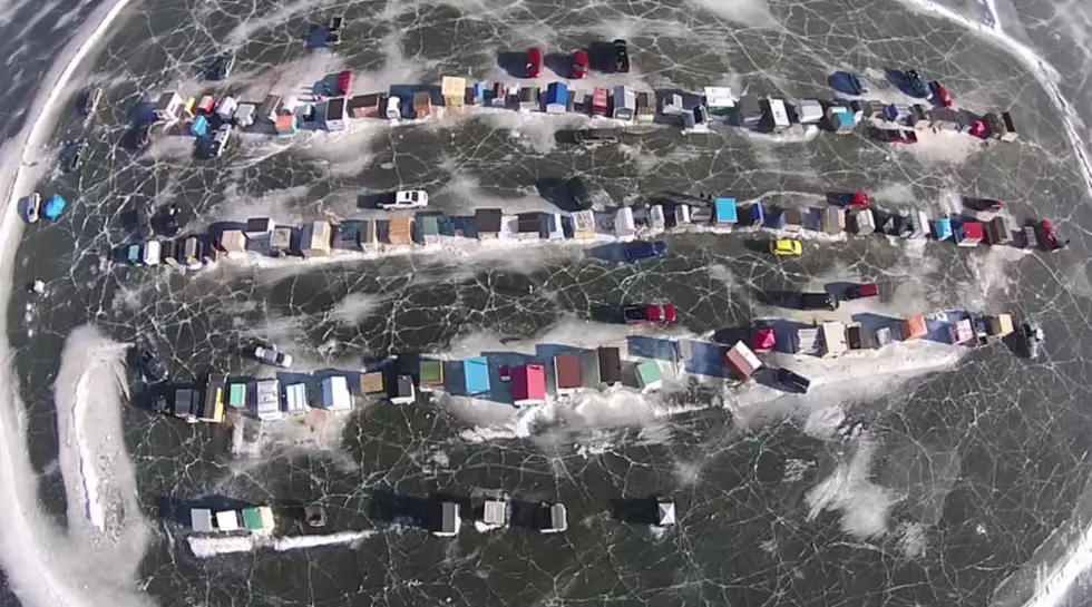 Overhead view of Ice Fishing In New Brunswick! [VIDEO]