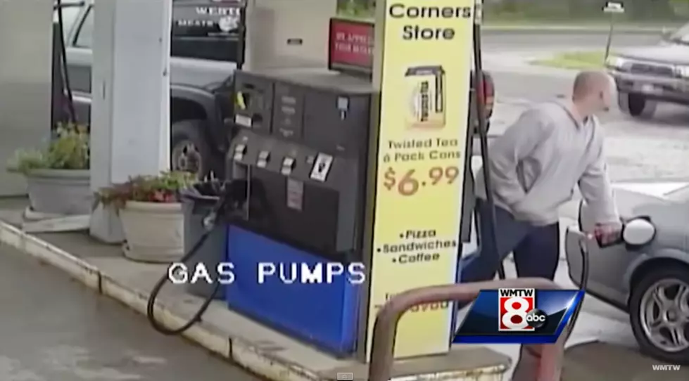 West Gardiner, Maine – Car Just Misses Man at Gas Pump [VIDEOS]