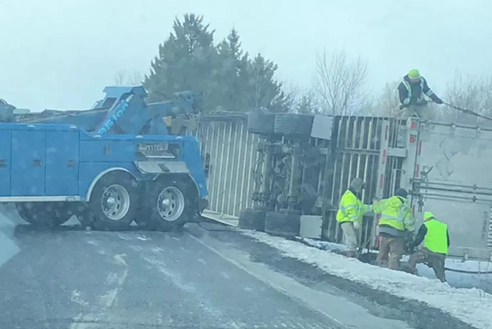 Tractor Trailer Tips Over on Route 1, Monticello, Maine [PHOTOS]