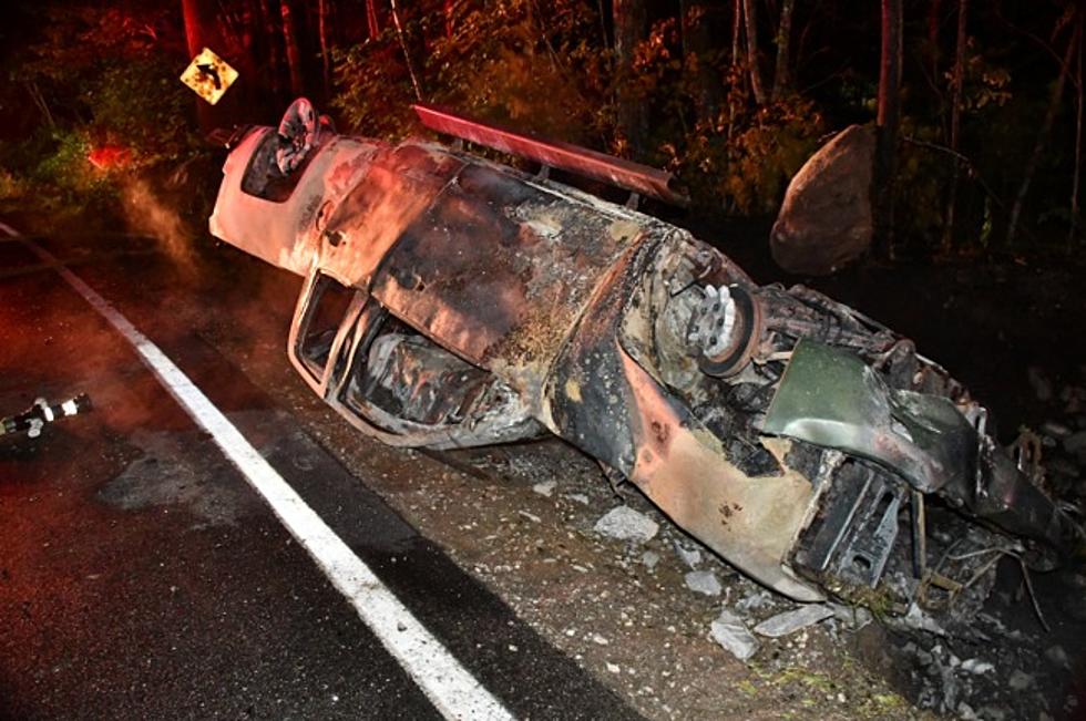 Driver Fled after Car Rolled Over and Caught on Fire
