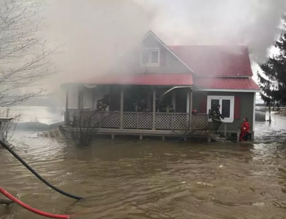 Firefighters Wade in Floodwaters To Extinguish Oromocto Fire