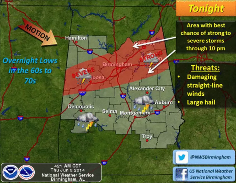 Severe Weather Possible Around Tuscaloosa Thursday Night