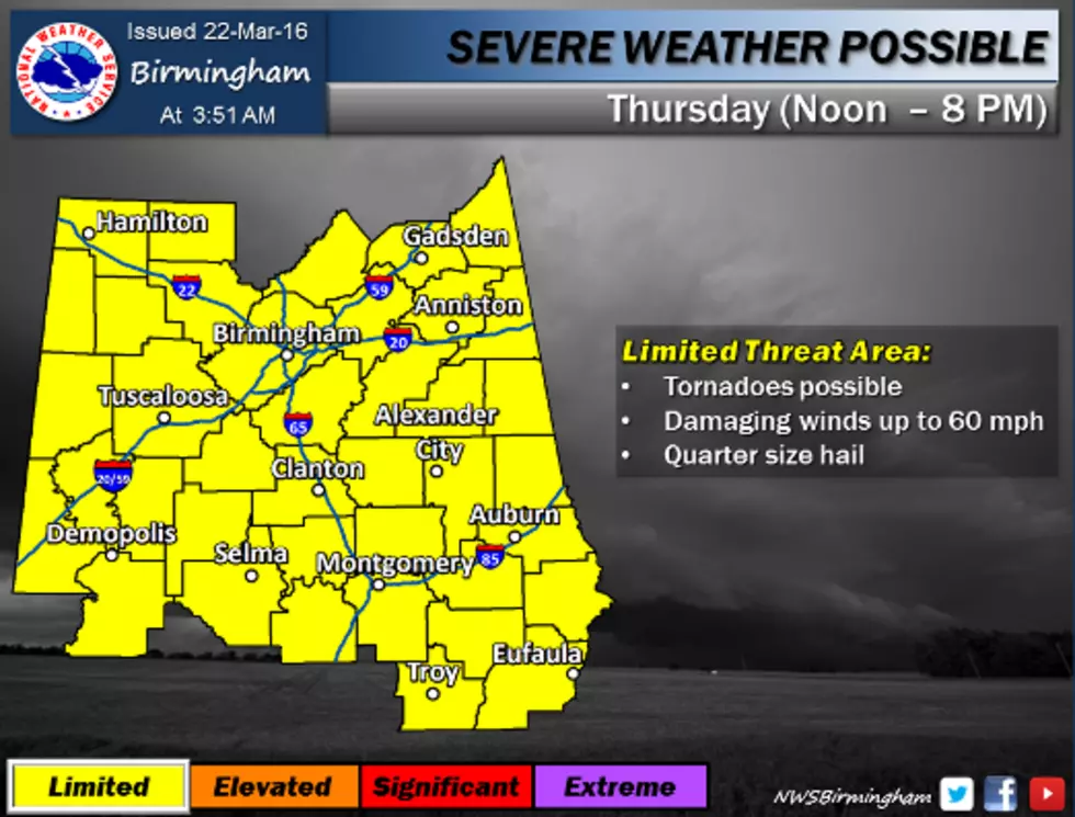 Severe Storms Possible in Alabama Thursday, March 24