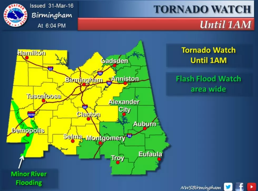 Tornado Watch Issued Across West Alabama Until 1 a.m. on Friday