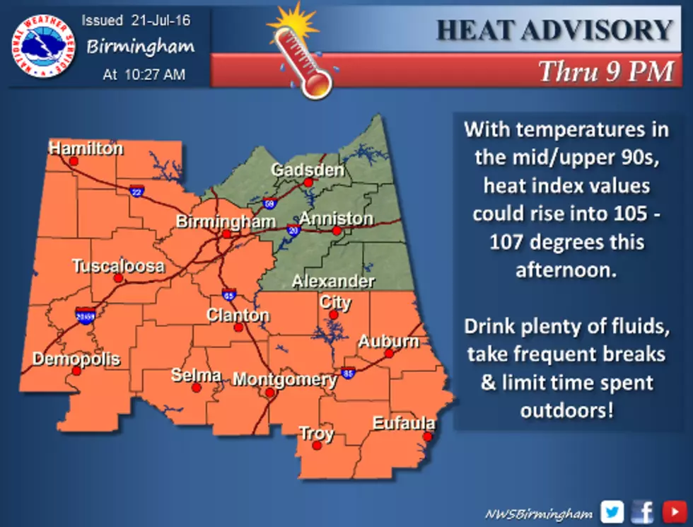 Prepare for an Excessively Hot Afternoon in West Alabama; Heat Advisory in Effect Until 9 PM