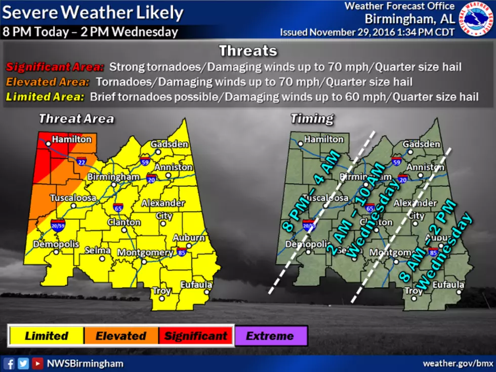 Severe Storms, Tornadoes Possible in West Alabama This Evening [UPDATED]
