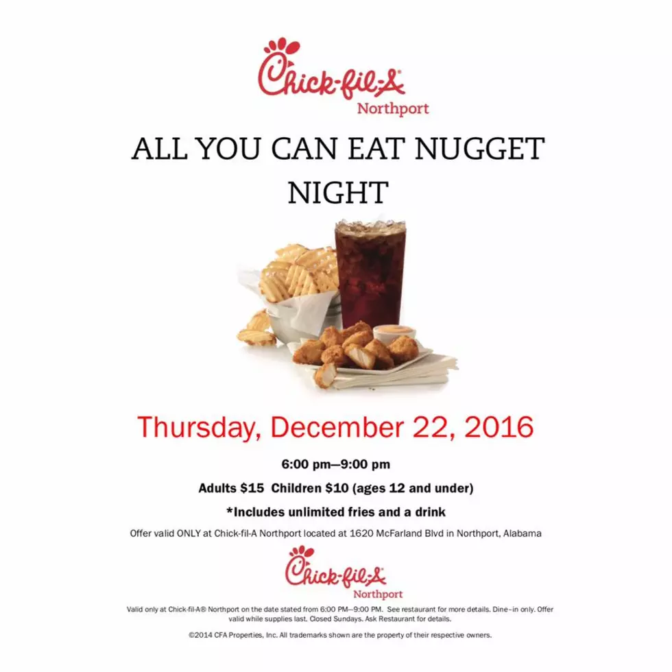 Chick-fil-A at Northport Hosting an All-You-Can-Eat Nuggets Night Thursday, December 22, 2016