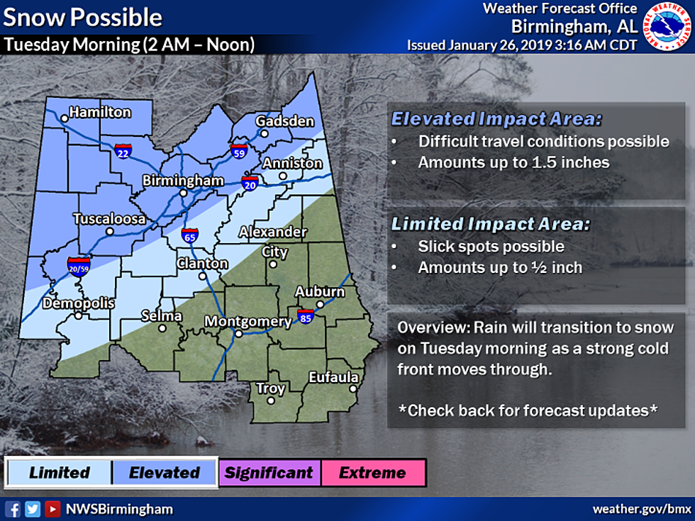 Snowstorm Possible in Tuscaloosa Tuesday [VIDEO]