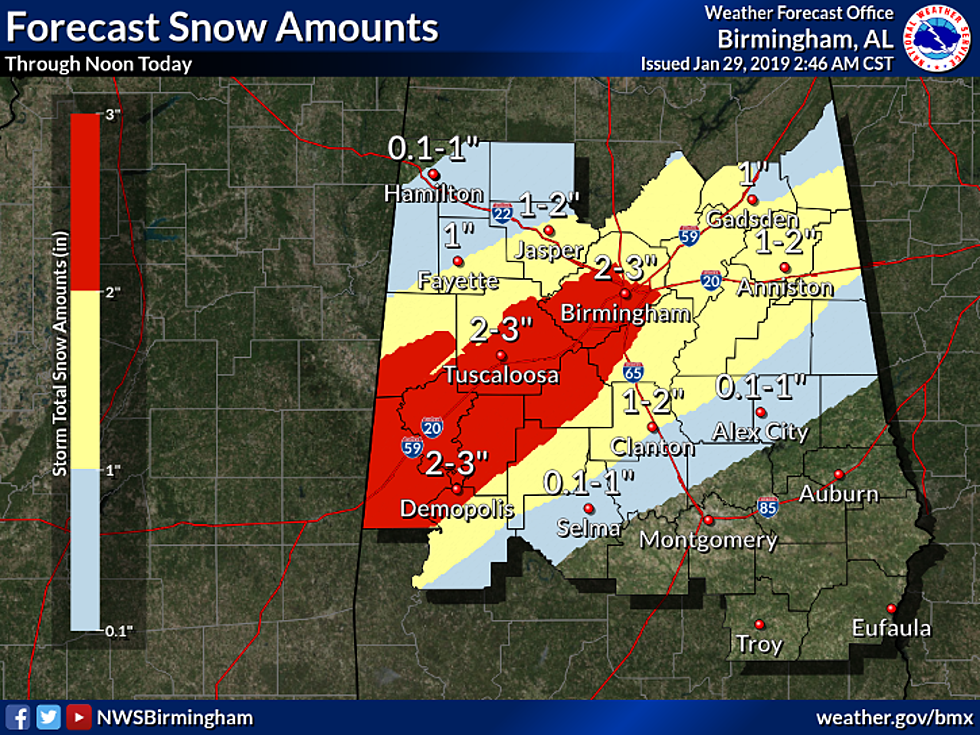 Tuscaloosa Could Receive Two to Three Inches of Snow Today
