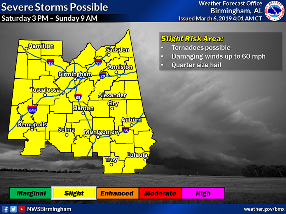 Severe Storms, Tornadoes Possible in Alabama Saturday