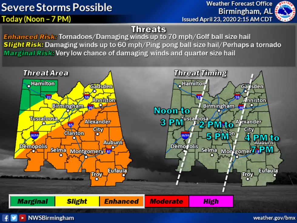 Severe Storms, Tornadoes Possible This Afternoon