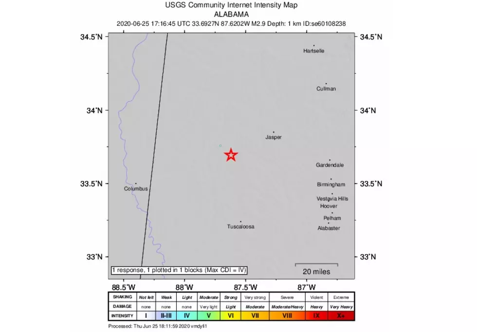 USGS Reports 2.9 Magnitude Earthquake in Fayette County