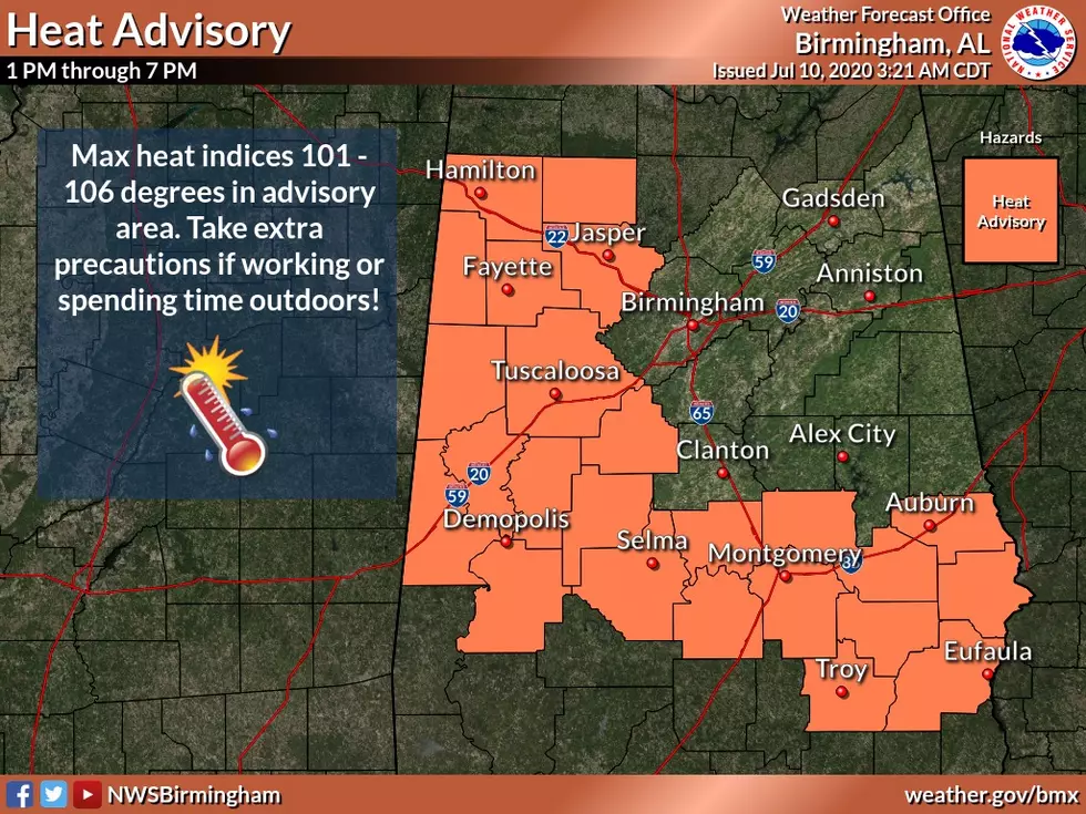 Heat Advisory in Effect from 1 PM Until 7 PM Today