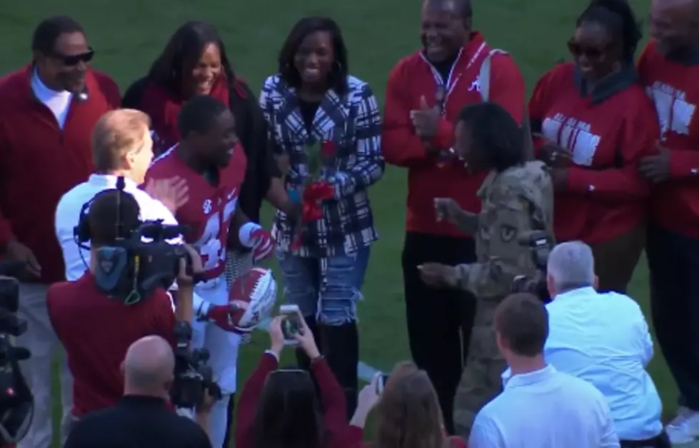 Mom Returns from Military to Surprise Alabama RB During Senior Day Presentation