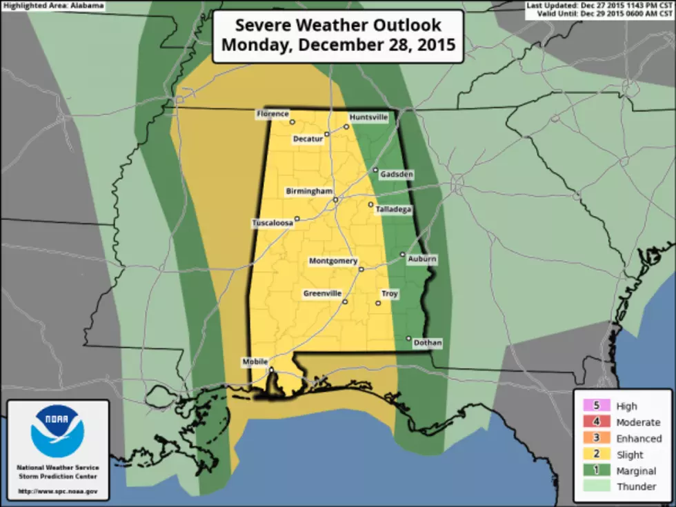 Tuscaloosa Severe Weather Threat for Monday