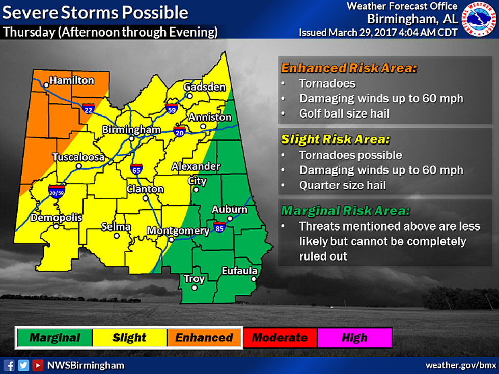 Severe Storms Likely Tomorrow in Alabama