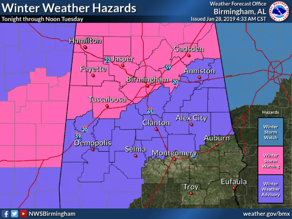 Winter Storm Warning in Effect from Midnight Tonight Through Noon Tuesday Morning