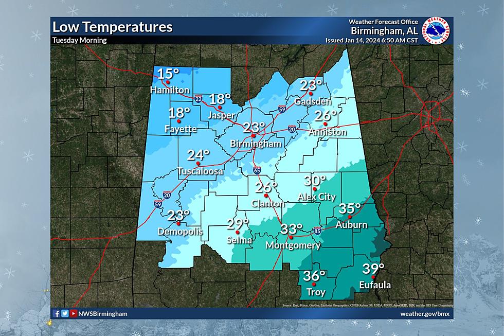Dangerously Cold Temps, Single Digit Wind Chills Invade Alabama 