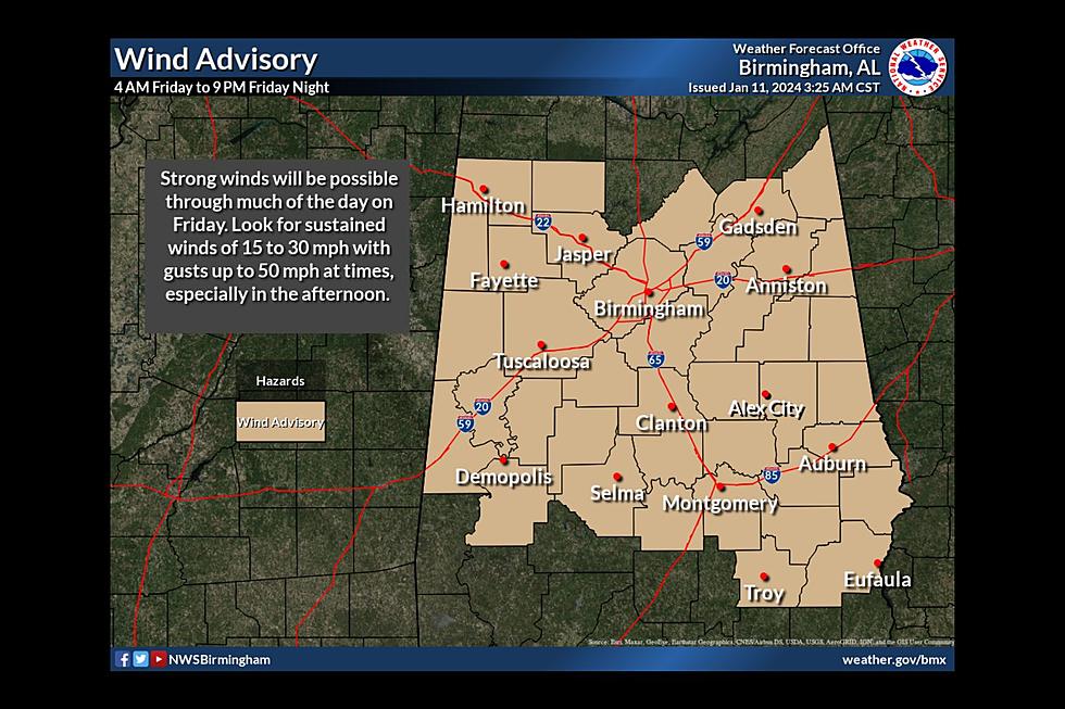 Wind Advisory: Gusts up to 50 Mph Possible on Friday in Alabama