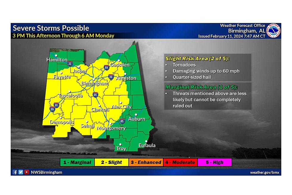Parts of Alabama Face Risk of Tornadoes, Strong Winds, and Hail