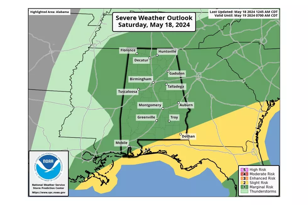 Saturday Outlook: Alabama Under a Marginal Risk of Severe Thunderstorms