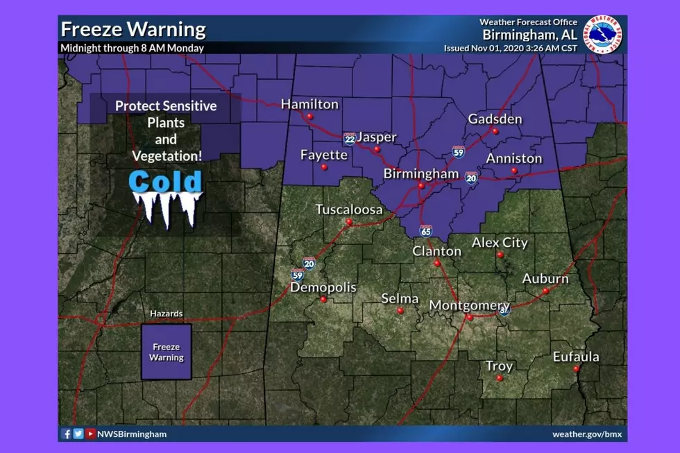 Parts of North and North Central Alabama Under a Freeze Warning