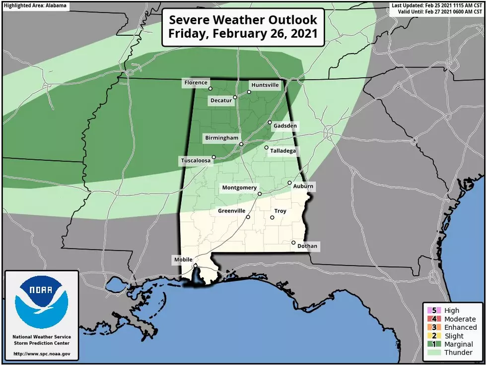 Severe Weather Outlook for Portions of Alabama on Friday