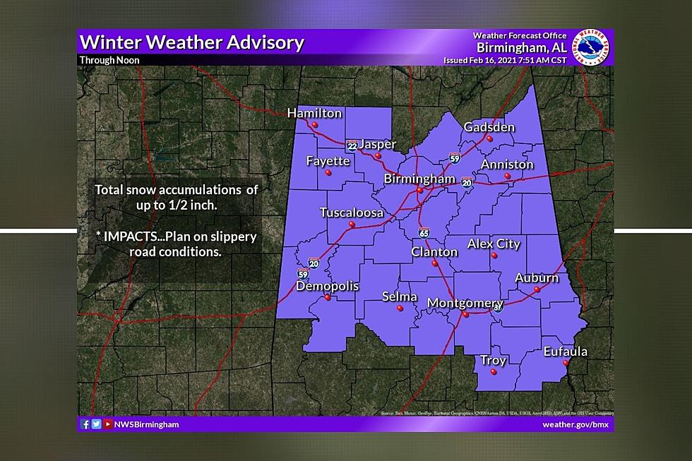 Snow Arrives in Alabama, Winter Weather Advisory Issued