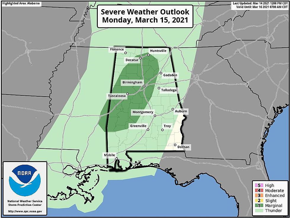 Severe Weather Outlook for Portions of Alabama Today and Tomorrow